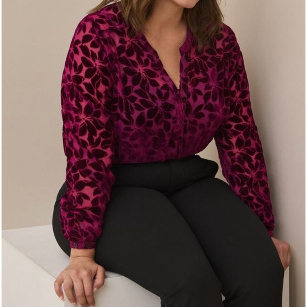 Velvet burnout long sleeve shirt